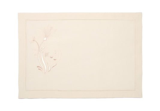 Cream Linen Placemat "Pink Dream" - Romantic Embroidery