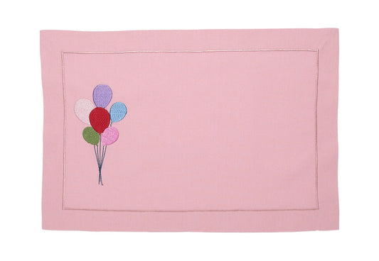 Mantel Individual "Globos de Felicidad" Rosa - Celebración Eterna Bordada en Alegría Cristalizada