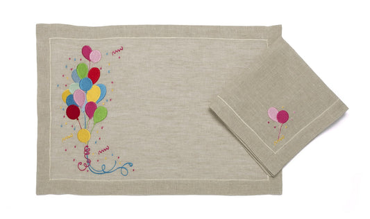 Natural Linen Placemat "Celebration" - Festive Embroidery