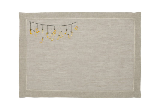 Natural Linen Placemat "Your Song" - Melodic Embroidery