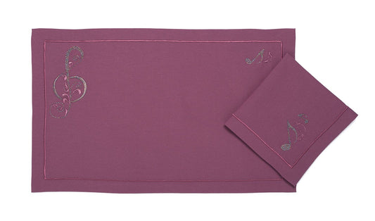 Purple Linen Placemat "Arabesk" - Musical Embroidery