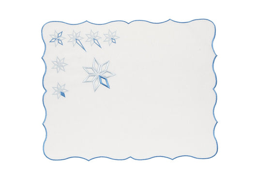 Mantel Individual "Estrella Polar" Blanco - Navegación Eterna Bordada en Pureza Guía