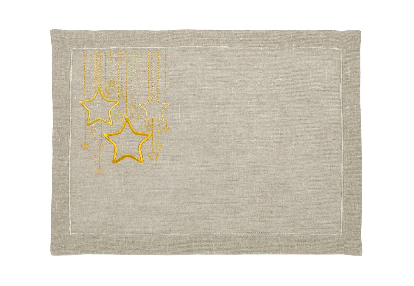 Mantel Individual "Tu Estrella" Lino Natural - Destino Personal Bordado en Fibra Celestial