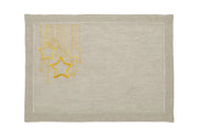 "Your Star" Placemat, Natural Linen - Personal Destiny Embroidered in Celestial Fiber