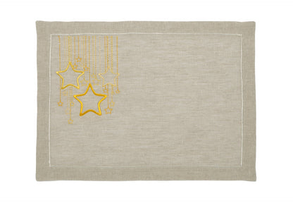 Mantel Individual "Tu Estrella" Lino Natural - Destino Personal Bordado en Fibra Celestial