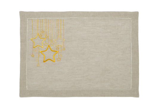 Mantel Individual "Tu Estrella" Lino Natural - Destino Personal Bordado en Fibra Celestial