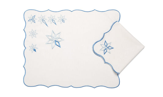 Mantel Individual "Estrella Polar" Blanco - Navegación Eterna Bordada en Pureza Guía
