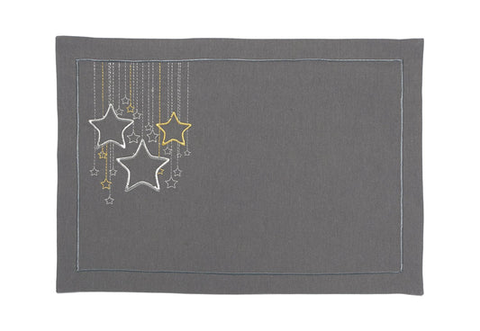 Mantel Individual "Tu Estrella" Antracita - Destino Urbano Bordado en Elegancia Nocturna