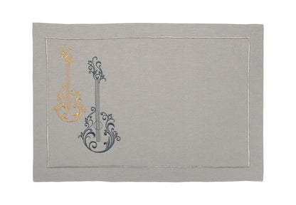 Mantel Individual "Dúo Musical" Gris Claro - Armonía para tu Mesa