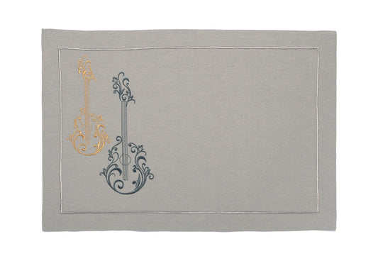 Mantel Individual "Dúo Musical" Gris Claro - Armonía para tu Mesa
