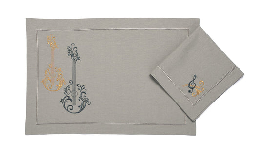 Mantel Individual "Dúo Musical" Gris Claro - Armonía para tu Mesa
