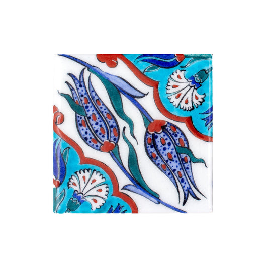 Juego Premium de 4 Posavasos de Azulejos Tulipanes y Claveles - Edición Limitada