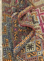 Hazra Geometric Design Cicim Kilim Artesanal Natural Wool 153x433cm – Origen Sostenible