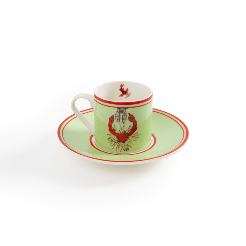 Set De 2 Tazas De Café Con Cangrejo De Porcelana Turca 80ml - I Believe in Good