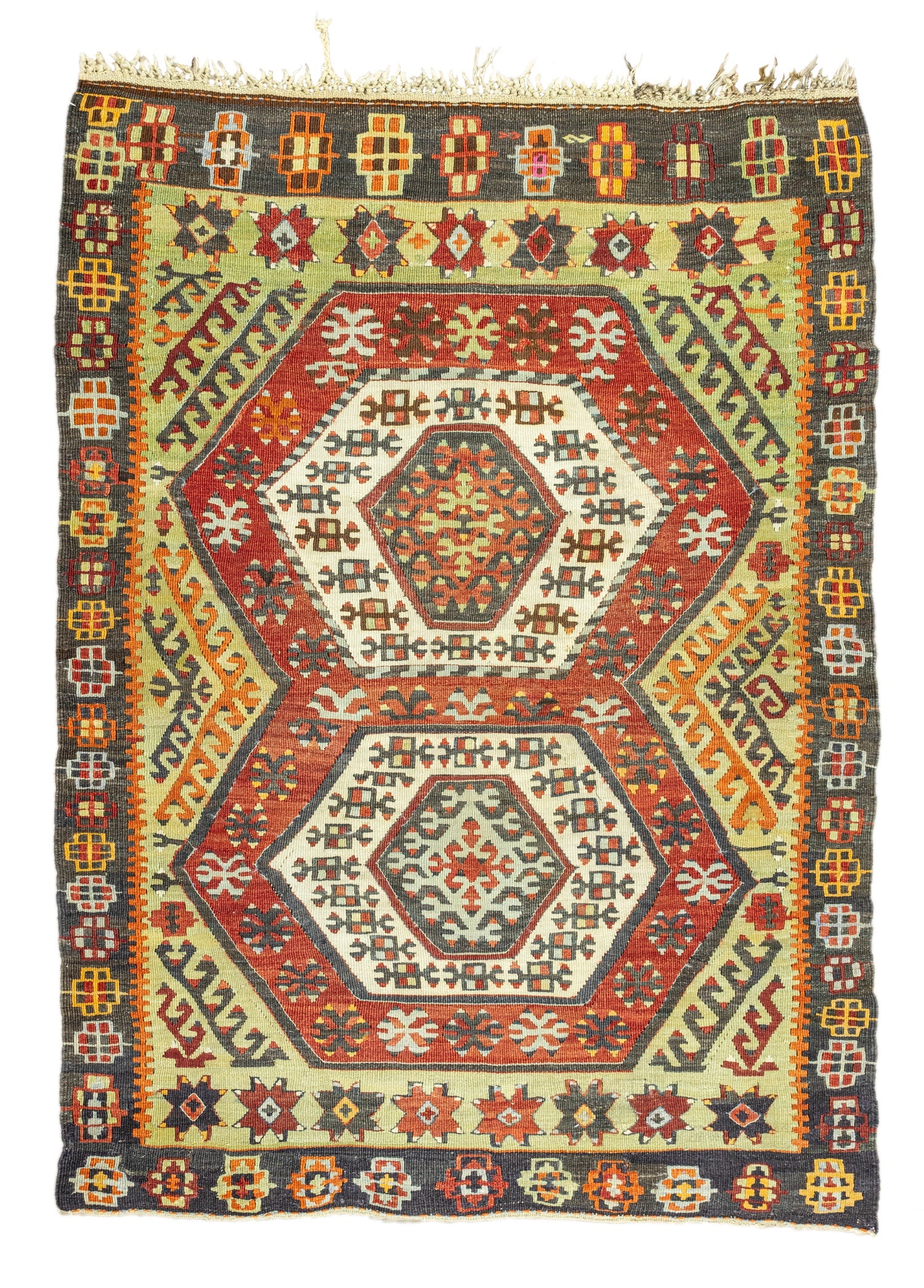Elnara Geometric Designed Wool Kilim Artesanal Natural Wool 102x145cm – Origen Sostenible