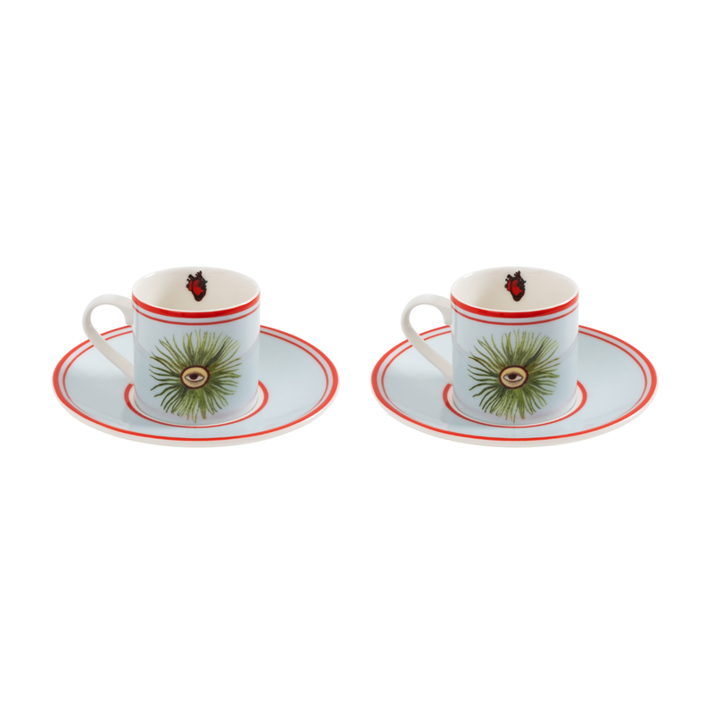 Set De 2 Tazas De Café Con Ojos Turcos De Porcelana 80ml - I Believe in Good