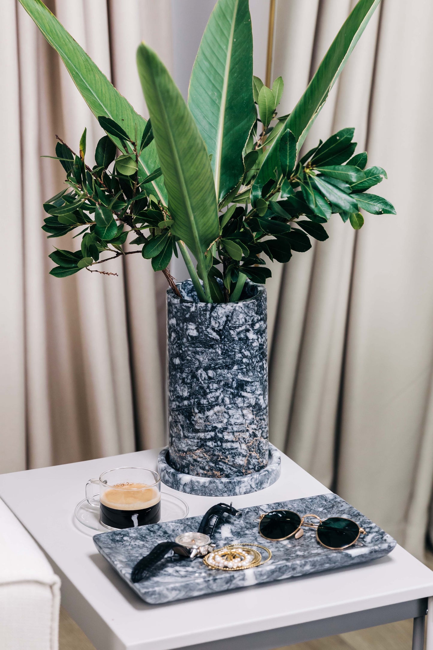 Storm Grey Holder Vase - Serene Intensity Embracing Depth