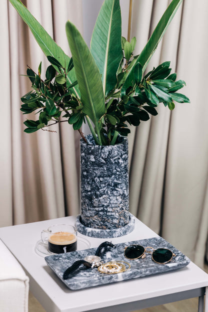 Storm Grey Holder Vase - Serene Intensity Embracing Depth