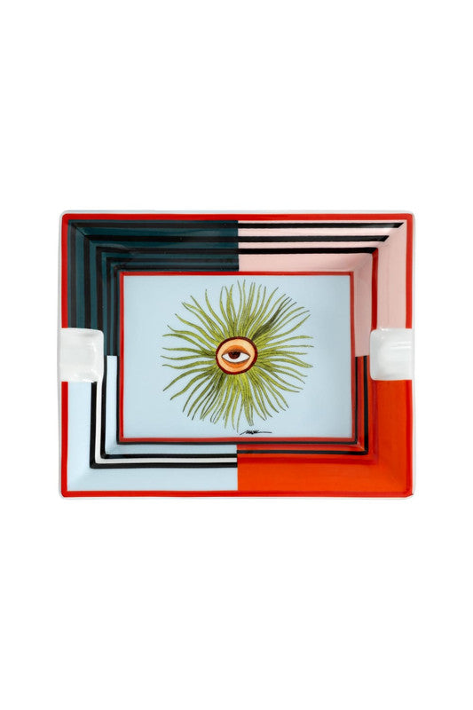 Porcelain Ashtray and Candle Holder Set with Protective Eye 17x17cm - I Believe in Good