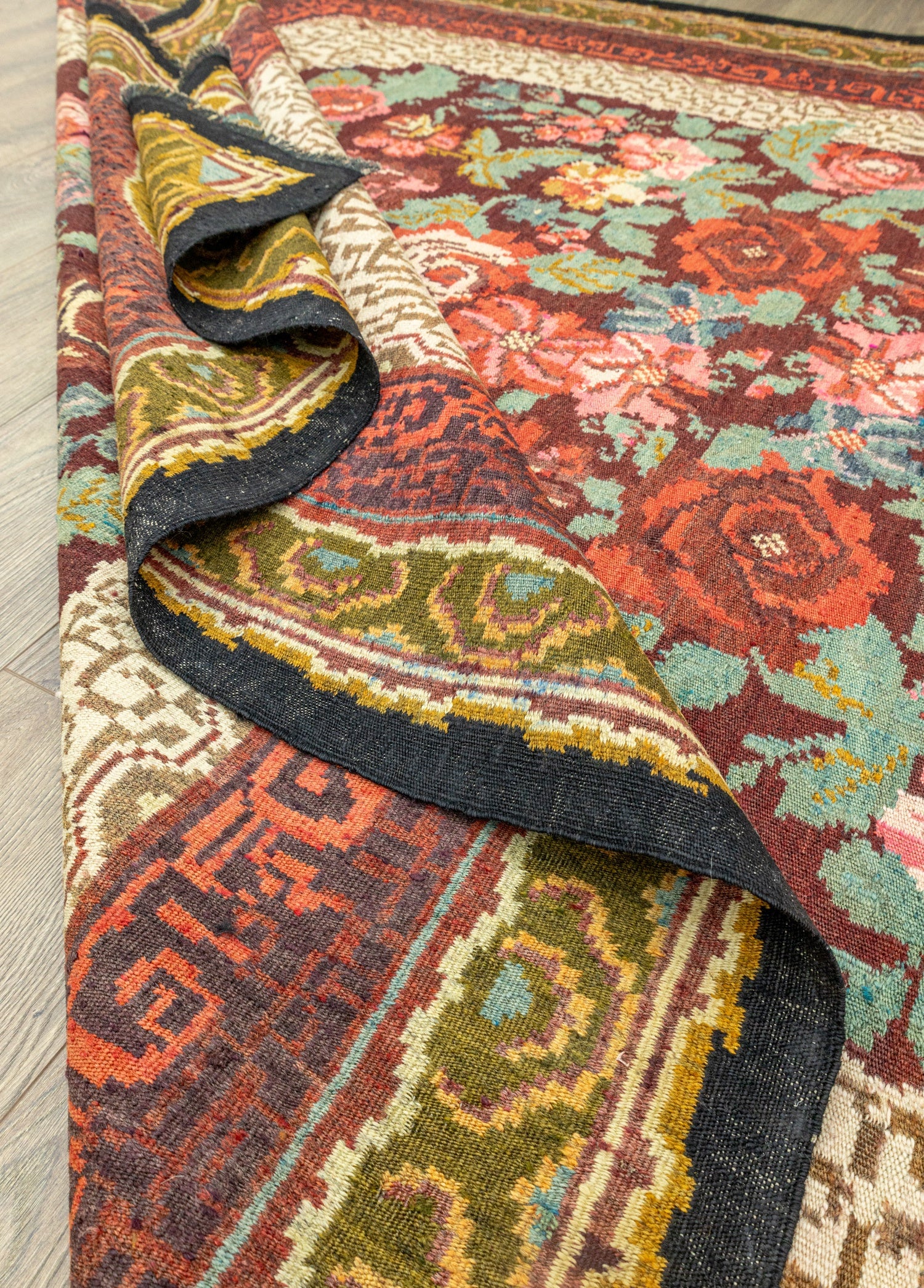 Eyvind Colorful Handwoven Karabagh Kilim Artesanal Natural Wool 194x296cm – Origen Sostenible