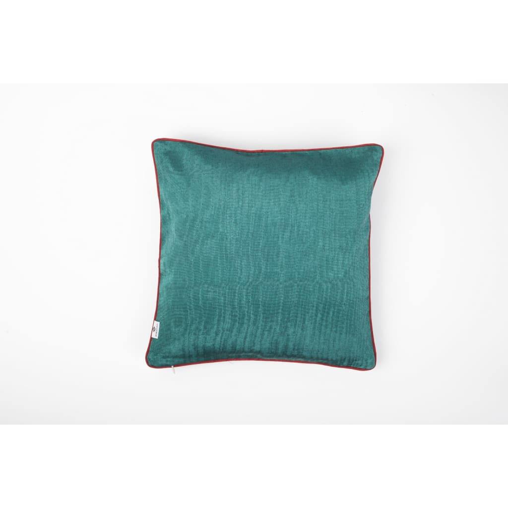 Kutnu Silk Pillow with Embroidery - HandsOnHips , Authentic Silk Cushion Green