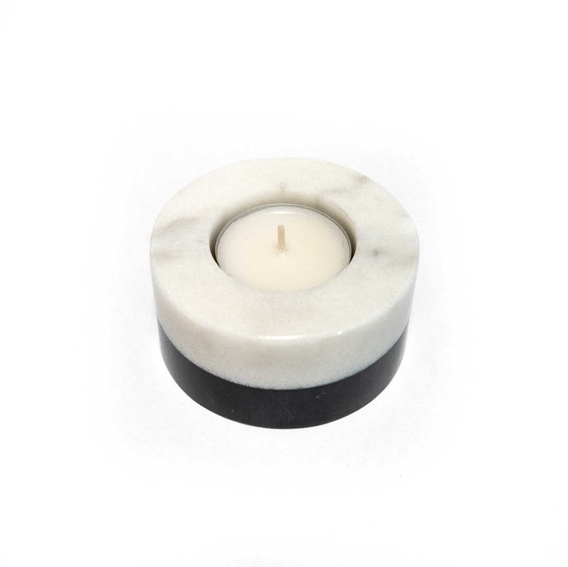 Candelabro Individual M1 - Mármol Bianco Antico Y Nero Lia Para Momentos Únicos