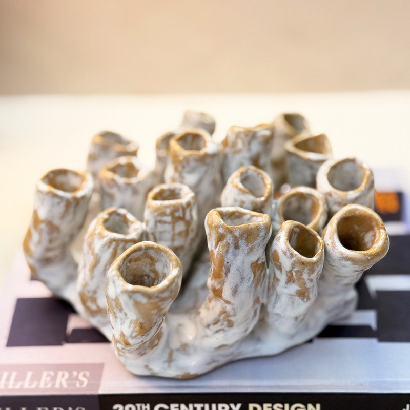 Escultura De Mesa en Cerámica Esmaltada Grande – Inspiración Coral Mediterráneo
