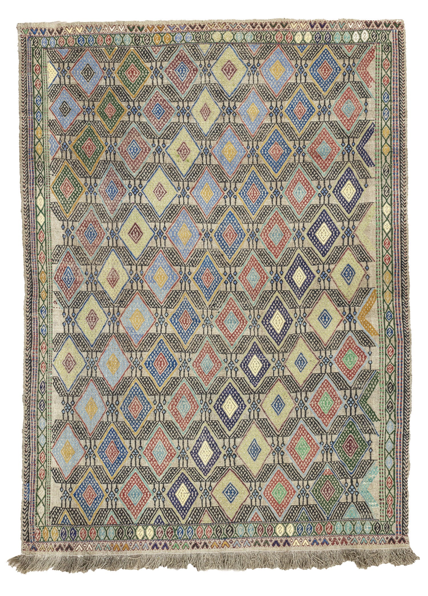 Alfombra Akasya Geométrica Cicim - Lana Premium Natural 135x186cm