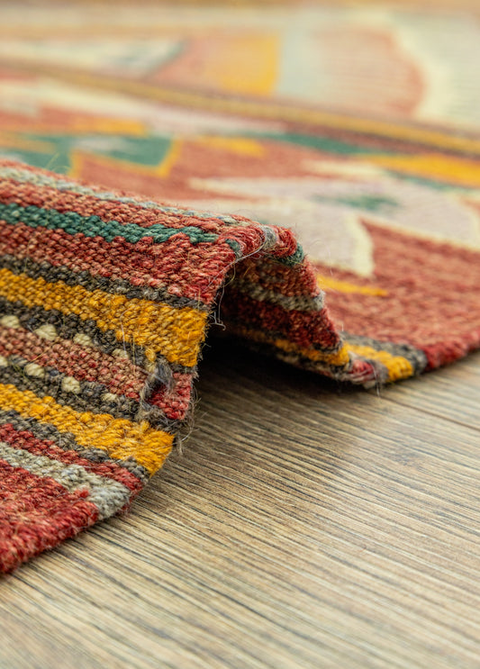 Dirse Colorful Hand-Woven Kilim Artesanal Natural Wool 117x213cm – Origen Sostenible