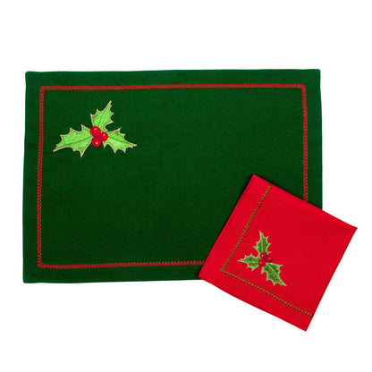 Set Navideño Premium Manteles y Servilletas - Celebración Invernal Tejida en Tradición Festiva