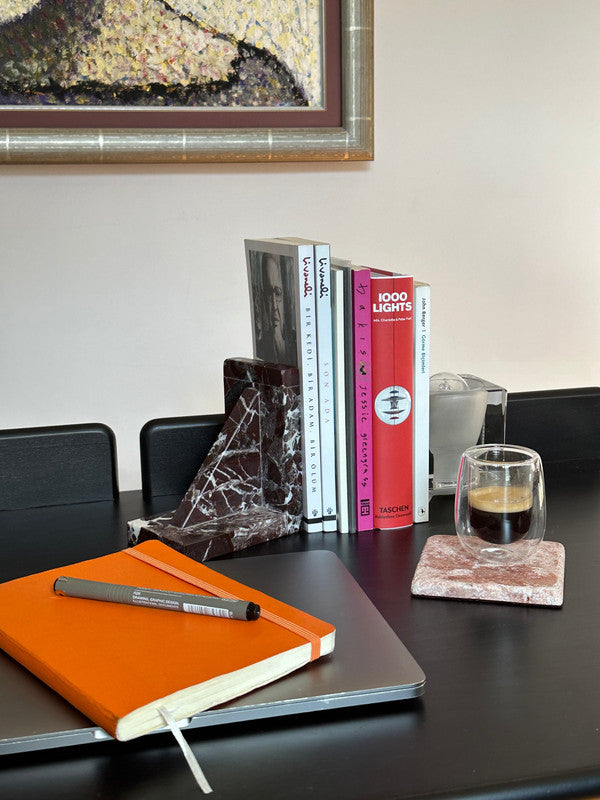 KT1V Bookends - Luxury Cherry Marble Bookcase