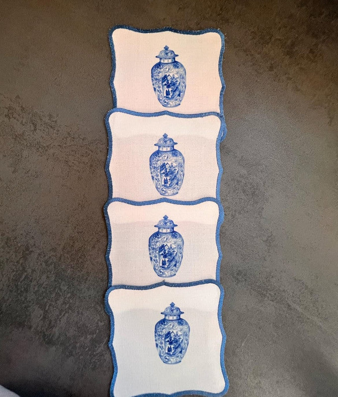 Servilletas De Lino Bohem Delft - Ritual Del Café Con Alma Artesanal