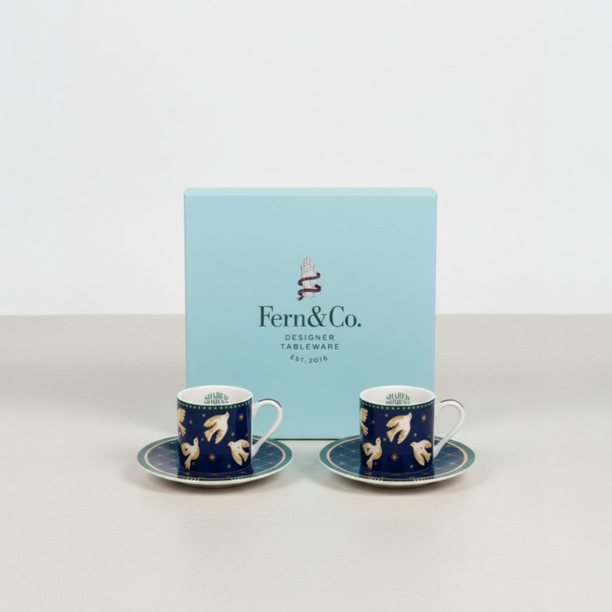 Set of 2 Starlight Turkish Coffee Cups - Premium Porcelain with Gift Box