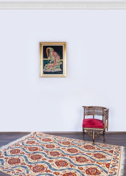 Klair Uzbek Patterned Hand Woven Wool Rug Artesanal Natural Wool 170x224cm – Origen Sostenible