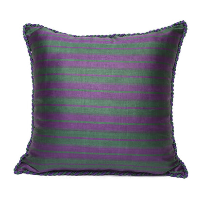 Kutnu Purple Green Cushion Cover - Byzantine Contrast Woven in Imperial Chromatic Boldness