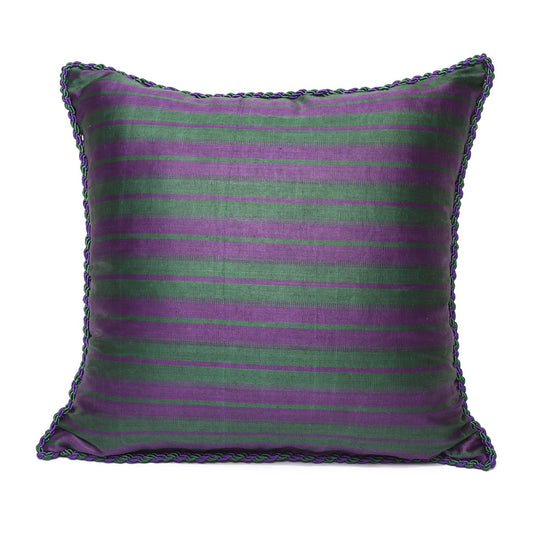 Kutnu Purple Green Cushion Cover - Byzantine Contrast Woven in Imperial Chromatic Boldness