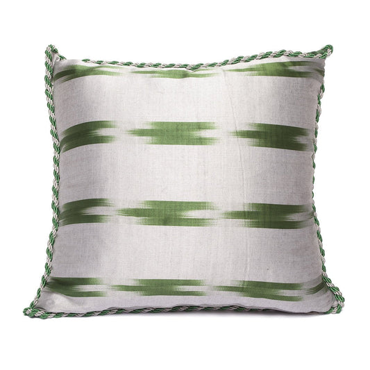 Kutnu Silver Green Cushion Cover - Metallic Elegance Woven in Precious Nature