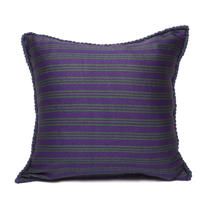 Kutnu Purple and Green Striped Cushion Cover - Geometry That Works