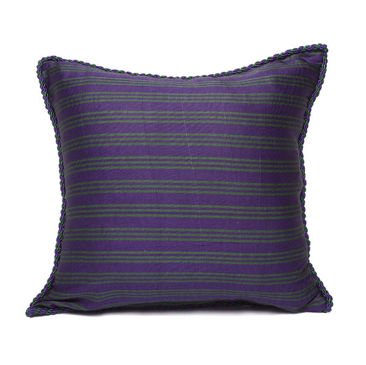Kutnu Purple and Green Striped Cushion Cover - Geometry That Works