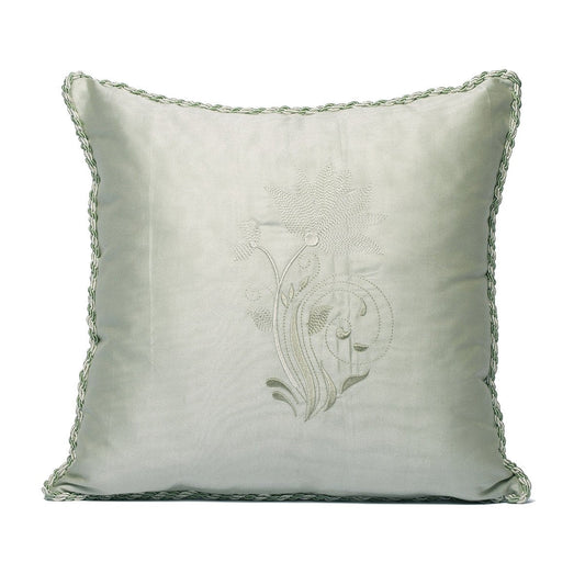 Nile Green Kutnu Embroidered Cushion Cover - Breathing Elegance