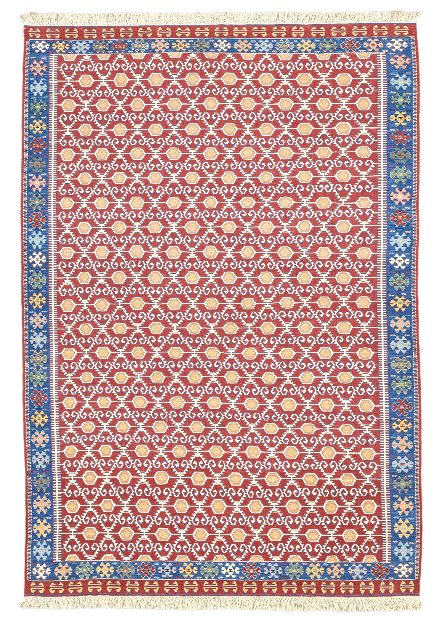 Kilim Ahil Rojo - Tejido a Mano Lana Natural 209x297cm