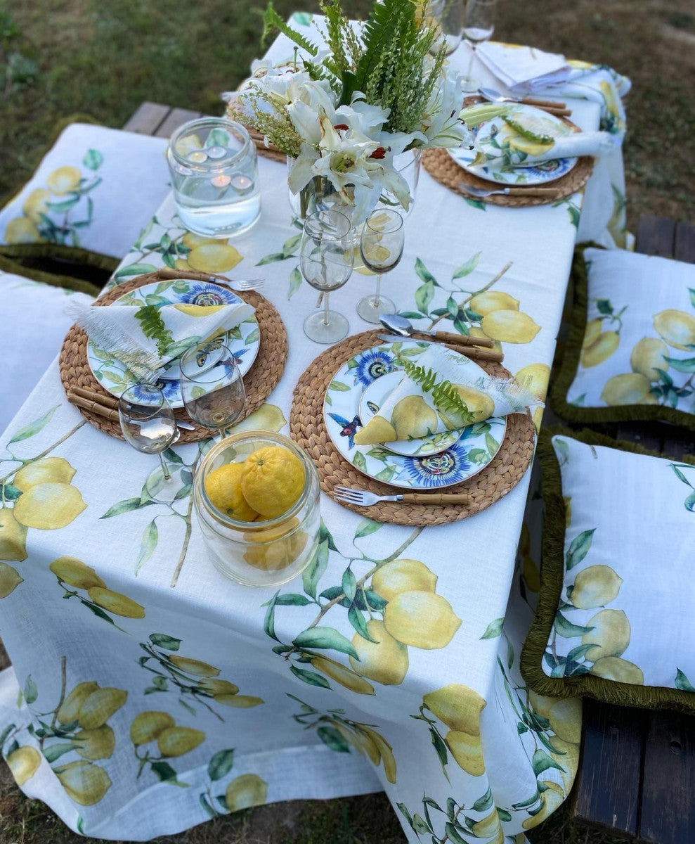 Mantel Capri Mediterráneo Tamaño Medio - Textil Lujo Mesa Artesanal