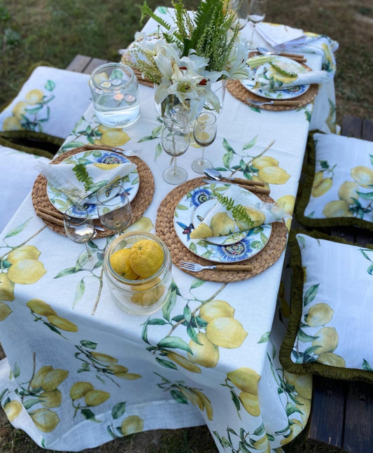 Mantel Capri Mediterráneo Tamaño Medio - Textil Lujo Mesa Artesanal