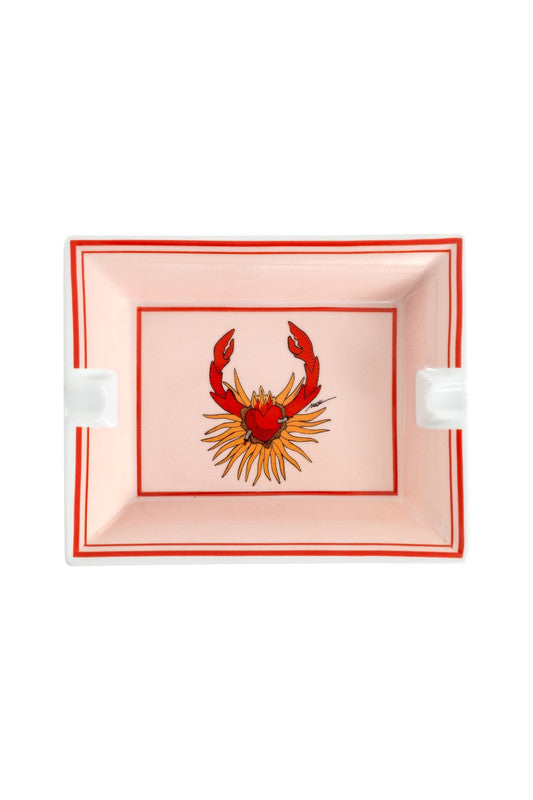 Set Cenicero Y Portavelas Con Cangrejo De Porcelana 17x17cm - I Believe in Good